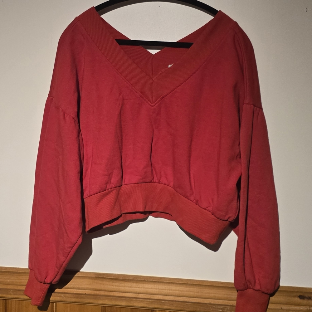 Forever 21 Vibrant Red V-Neck Women's Top